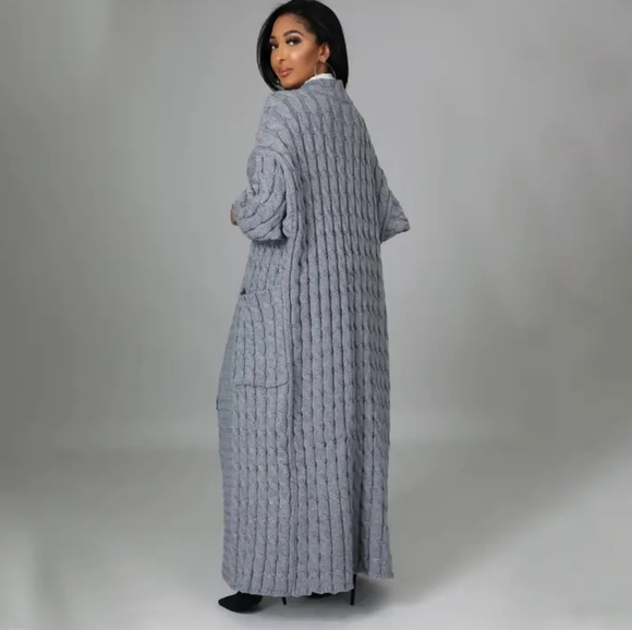 Grey 2XL women's long cardigan duster sweater - Picture 13 of 17